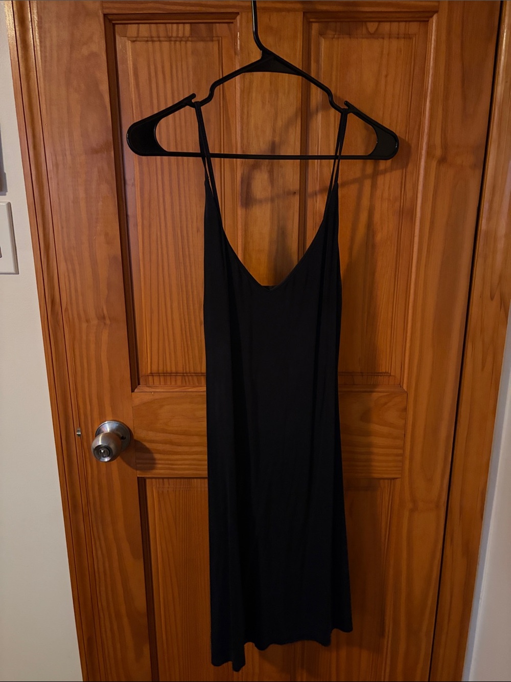 & Other Stories Black Slip Midi Dress with Thin Straps